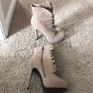 Tan Suede Combat Heels